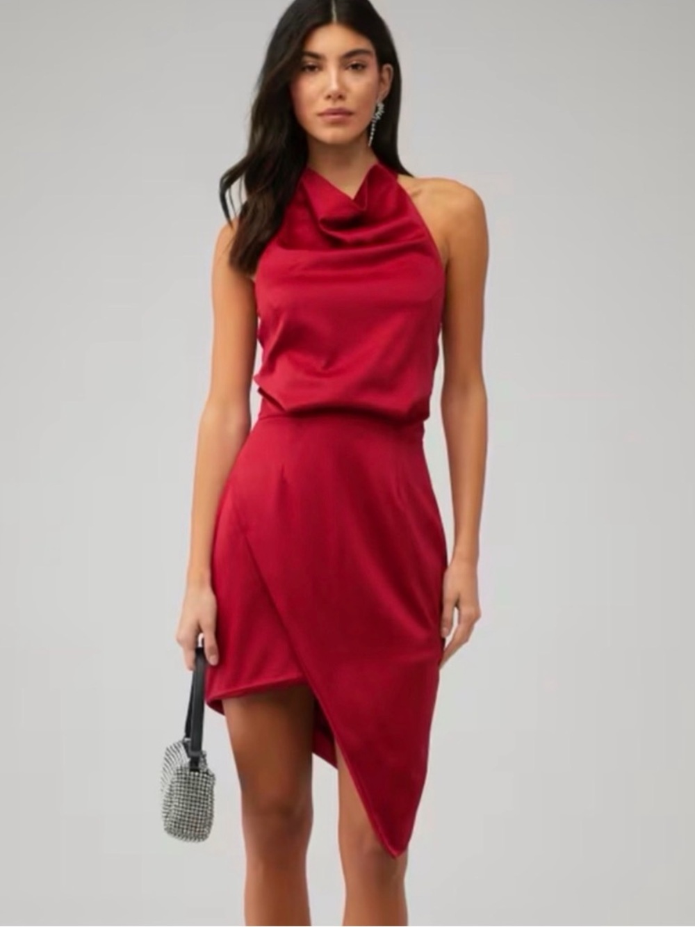 Elliatt Crimson Halter Asymmetrical Dress